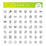 Set of 56 tennis line icons suitable for web, infographics and apps. Isolated on white background. Clipping paths included.