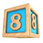 3d illustration of toy cube with sign '8' on it