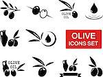 set of olive icons with red signboard