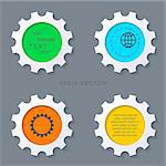 Colorful gears buttons with shadows infographics vector illustration