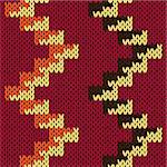 Abstract knitting seamless vector pattern with zigzag lines as a knitted fabric texture in warm colors