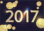 Abstract modern vector gold banner, 2017 new year placard