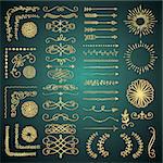 Set of Black Hand Drawn Doodle Design Elements. Rustic Decorative Line Borders, Dividers, Arrows, Swirls, Scrolls, Ribbons, Banners, Frames Corners Objects. Vector Illustration