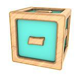 3d illustration of toy cube with sign '-' on it