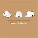 Vector illustration set of men fashion hats to choose from