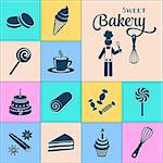 Bakery and sweets silhouette icons collection vector illustration