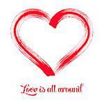 Red vector stylized brush stroke heart love symbol