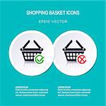 Vector shopping basket icons add or remove item