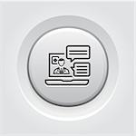 Online Medical Services Icon. Grey Button Design. Isolated Illustration. Laptop with online session where the doctor answers questions.