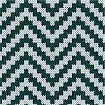 Knitting zigzag seamless vector pattern in muted hues of turquoise colors as a knitted fabric texture