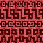 Knitting geometrical seamless vector pattern in red hues as a knitted fabric texture