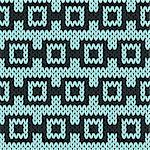 Knitting geometrical seamless vector pattern in blue hues as a knitted fabric texture