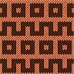 Knitting geometrical seamless vector pattern in brown hues as a knitted fabric texture