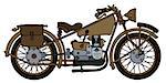 Hand drawing of a nvintage olive military motorcycle
