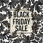 Golden Black Friday sale lettering background. Template for your design, invitation, flyer, card, gift, voucher, certificate and poster. Vector illustration