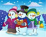 Snowmen carol singers theme image 4 - eps10 vector illustration.