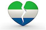 Broken white heart shape with Sierra Leone 3D rendering