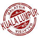 Red Kuala Lumpur stamp with white background, 3D rendering