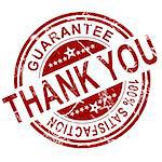 Red thank you stamp with white background, 3D rendering