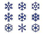 snowflake blue icons set on white background