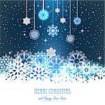 Vector illustration abstract Christmas Background. Snowflakes, night sky