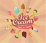 Ice cream collection, ice cream logo vector illustration.