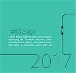 2017 - New year. Abstract line vector illustration with wire plug and socket. Concept of connection, new business, start up.