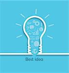 Concept of big ideas and inspiration innovation and invention, effective thinking, text, vector.