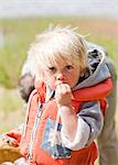 Portrait of boy wearing life vest