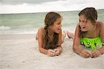 Two girl lying on beach