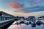 Boats moored at harbour, Sweden