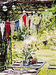 Table in garden ready for childrens party