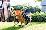 Man sitting on sun chair, Oland, Sweden