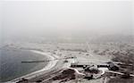 Buildings at coast at winter