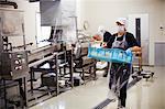 Workers in a factory producing Soba noodles