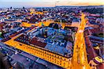 Overview of Zagreb at Dusk, Croatia