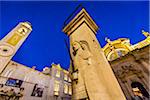 Orlando Column with St Blaise's Church and Dubrovnik Bell Tower in Luza Square at Dusk in Dubrovnik, Dalmatia, Croatia