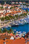 Yachts in the marina at the Old Town of Hvar on Hvar Island, Croatia