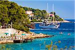 Beachfront cabanas at the Amfora Grand Beach Resort in Hvar Town on Hvar Island, Croatia