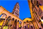 The Bell Tower and the Cathderal of St Domnius in Diocletian's Palace in the Old Town of Split in Split-Dalmatia County, Croatia