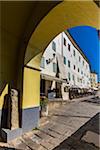 Passage way into the Main Square in the medieval town of Motovun in Istria, Croatia