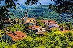 Overview of rooftops in the picturesque town of Kaldir (Caldier) in Istria, Croatia