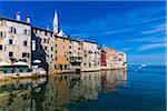 Waterfront buildings of the fishing port city of Rovinj on the north Adriatic Sea in Istria, Croatia