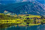 Picturesque shoreline of Lake Hayes near Queenstown in the Otago Region of New Zealand