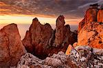 View of rock formations at sunset from Ai-Petri Mountain, Crimea, Ukraine