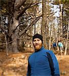 Group of friends hiking in autumn.