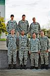 Portrait of a group of US Army soldiers posing for a photograph.