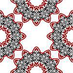 Geometric eastern seamless pattern for your design. Black, red, white color.