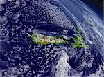 New Zealand with surrounding region as seen from Earth's orbit in space. 3D illustration with highly detailed planet surface and clouds in the atmosphere. Elements of this image furnished by NASA.