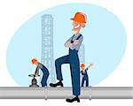 Vector illustration of a oilman and pipe